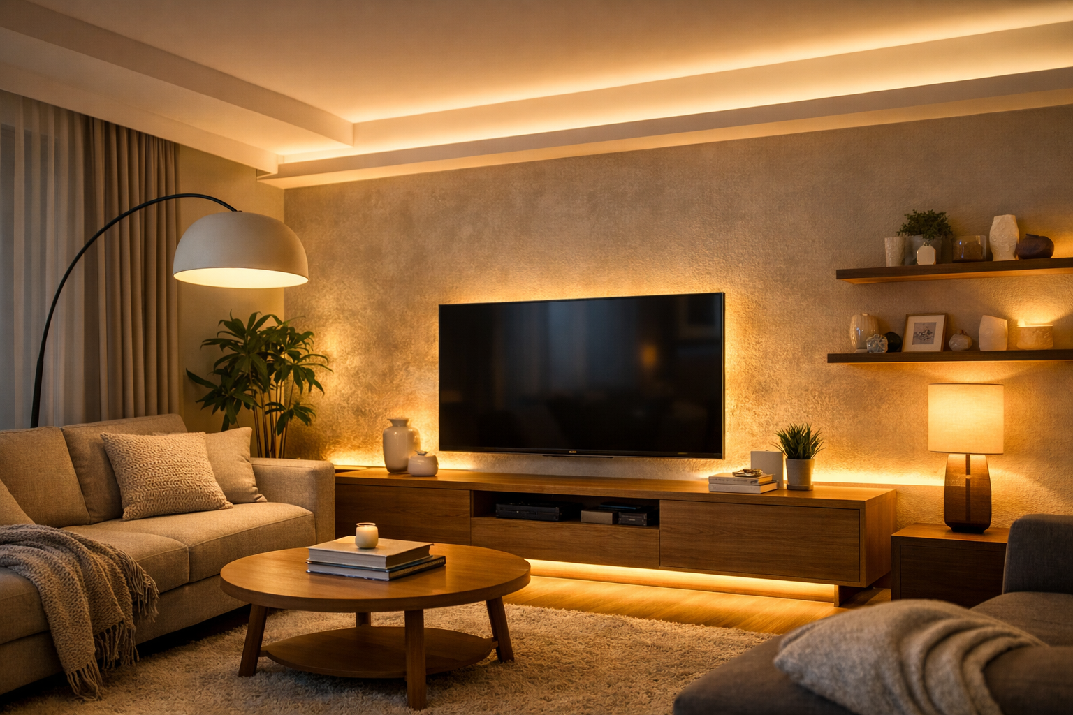 Indirekte Beleuchtung im Wohnzimmer