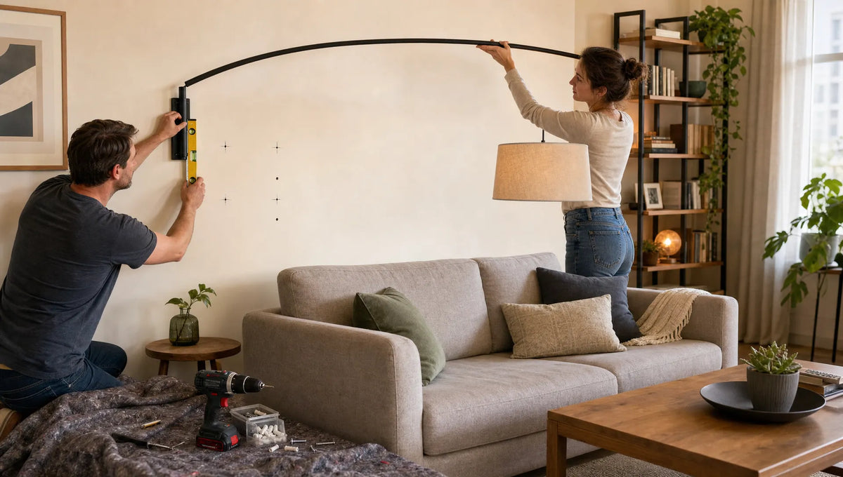Bogenlampe an der Wand montieren und sicher ausrichten