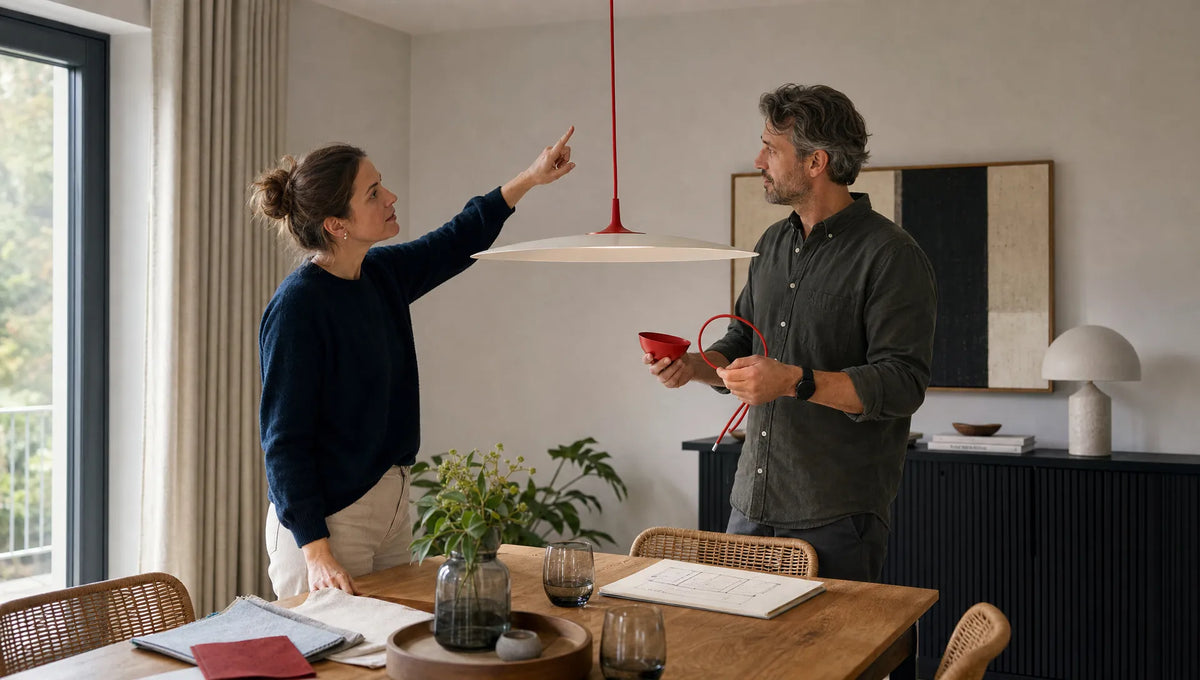 Rote Lampenaufhängungen als Designakzent richtig einsetzen