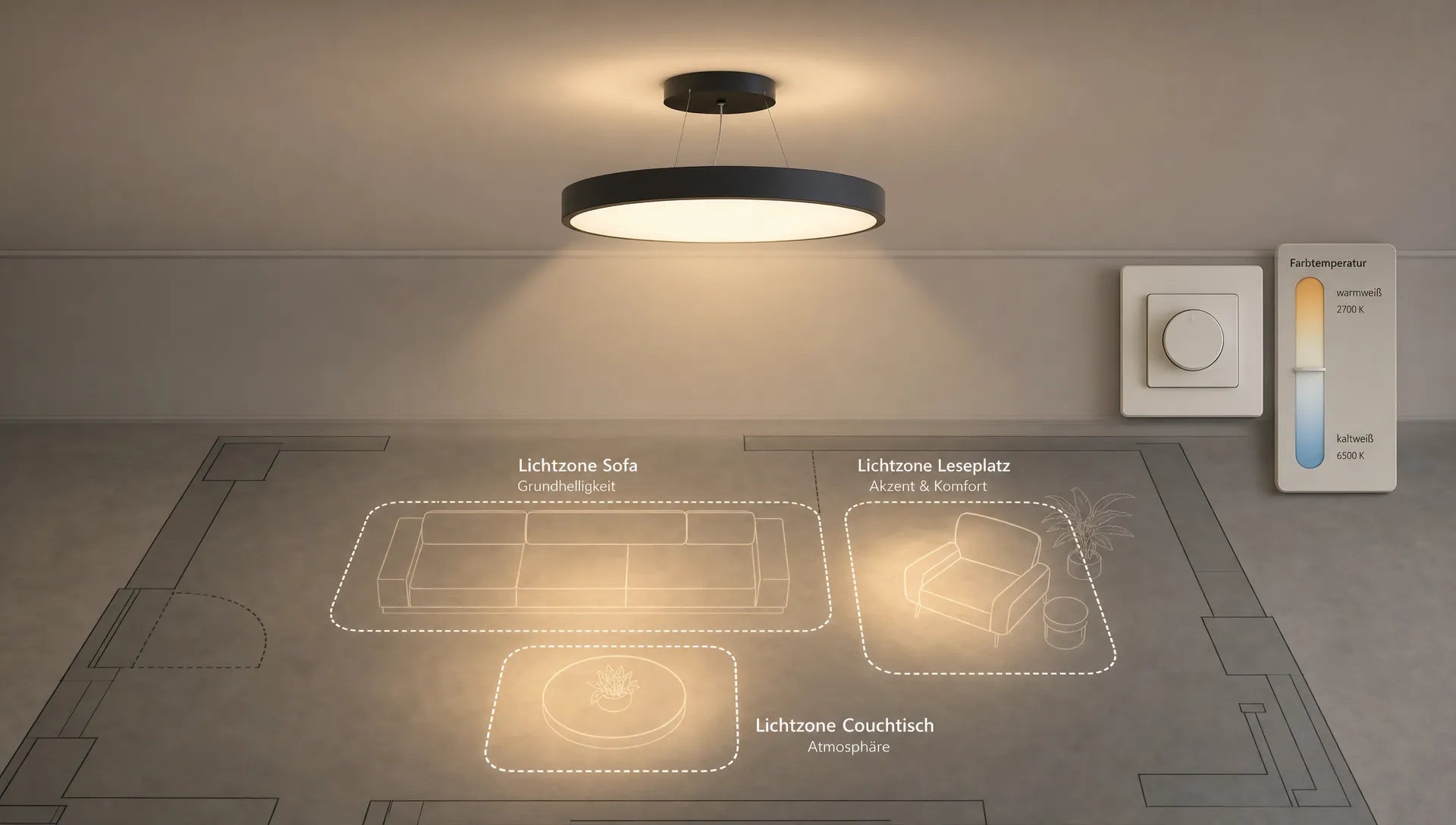 Dimmbare Deckenleuchte Wohnzimmer richtig planen