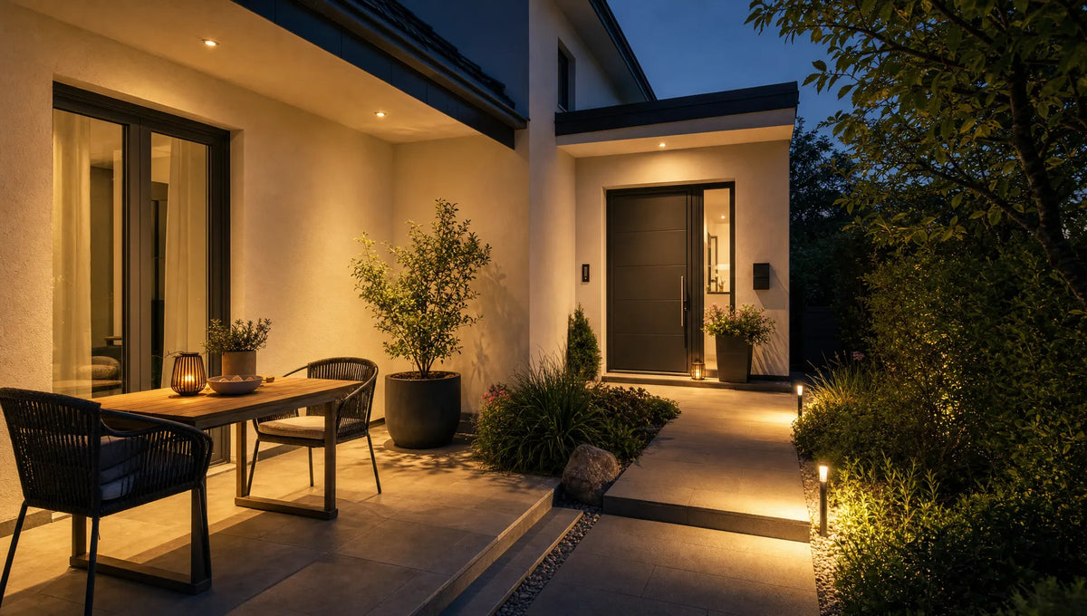 Außen-Downlights an Haustür und Terrasse blendfrei planen