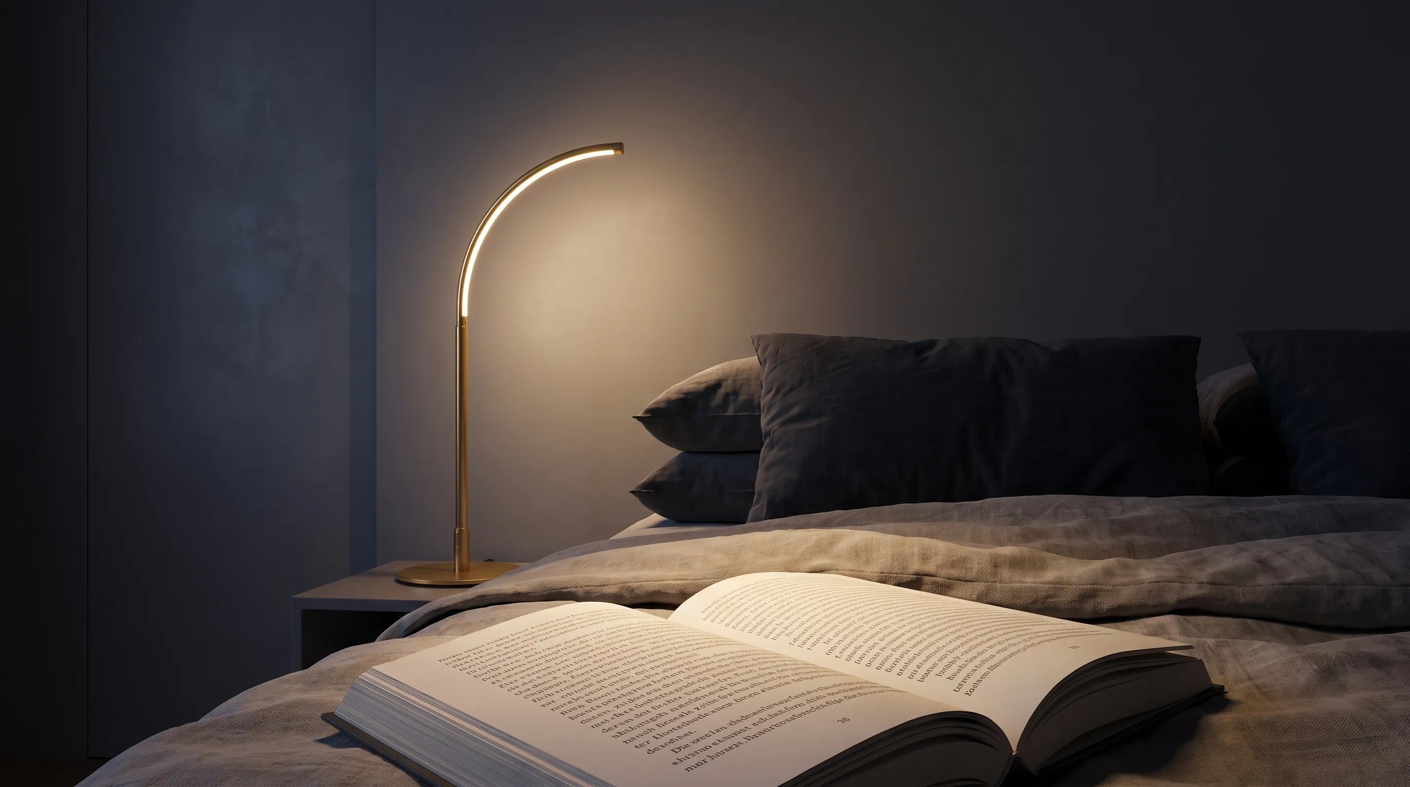 Dimmbare Leselampe am Bett für entspanntes Abendlicht