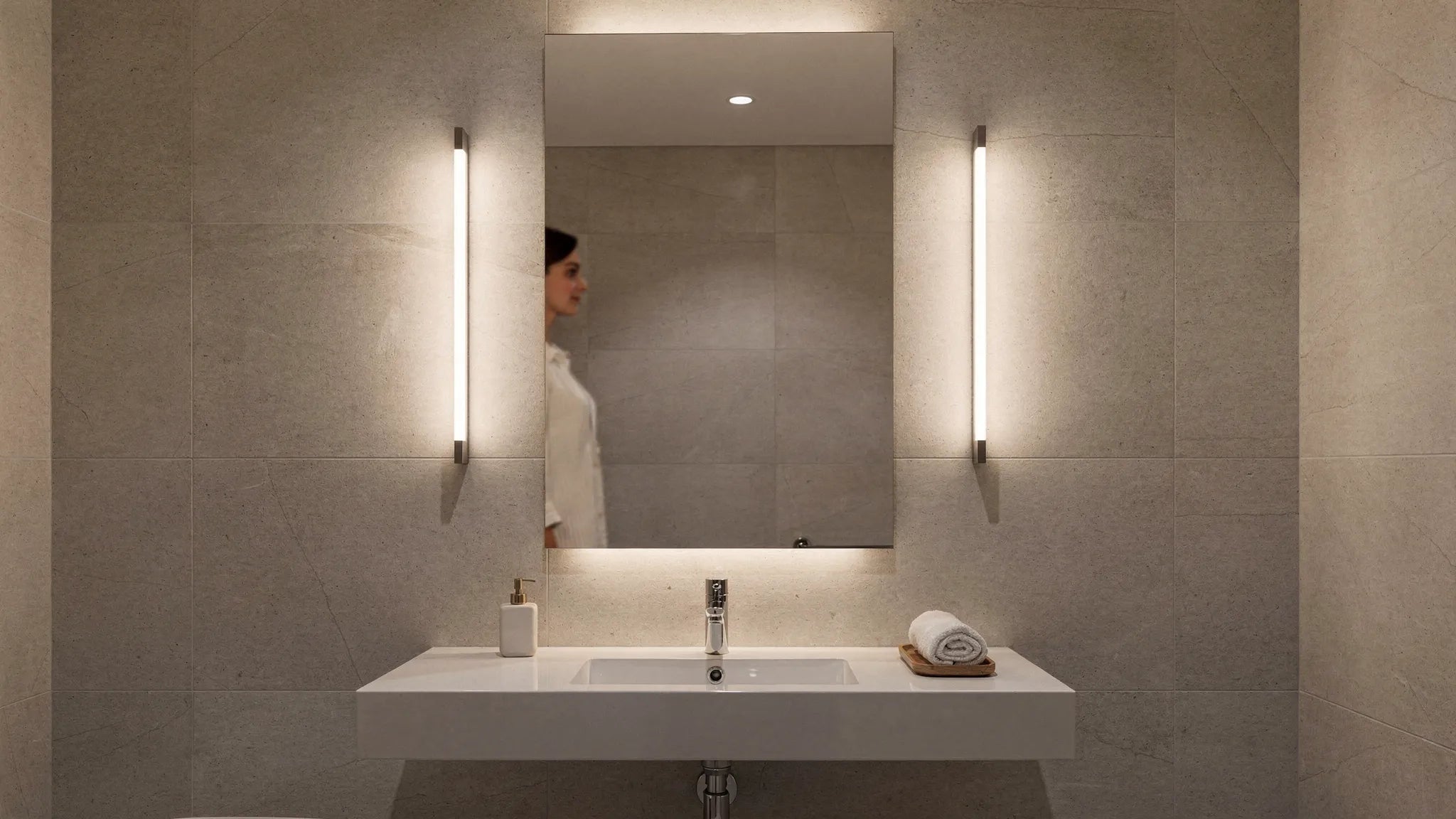 Badezimmer-Wandleuchte richtig platzieren am Spiegel