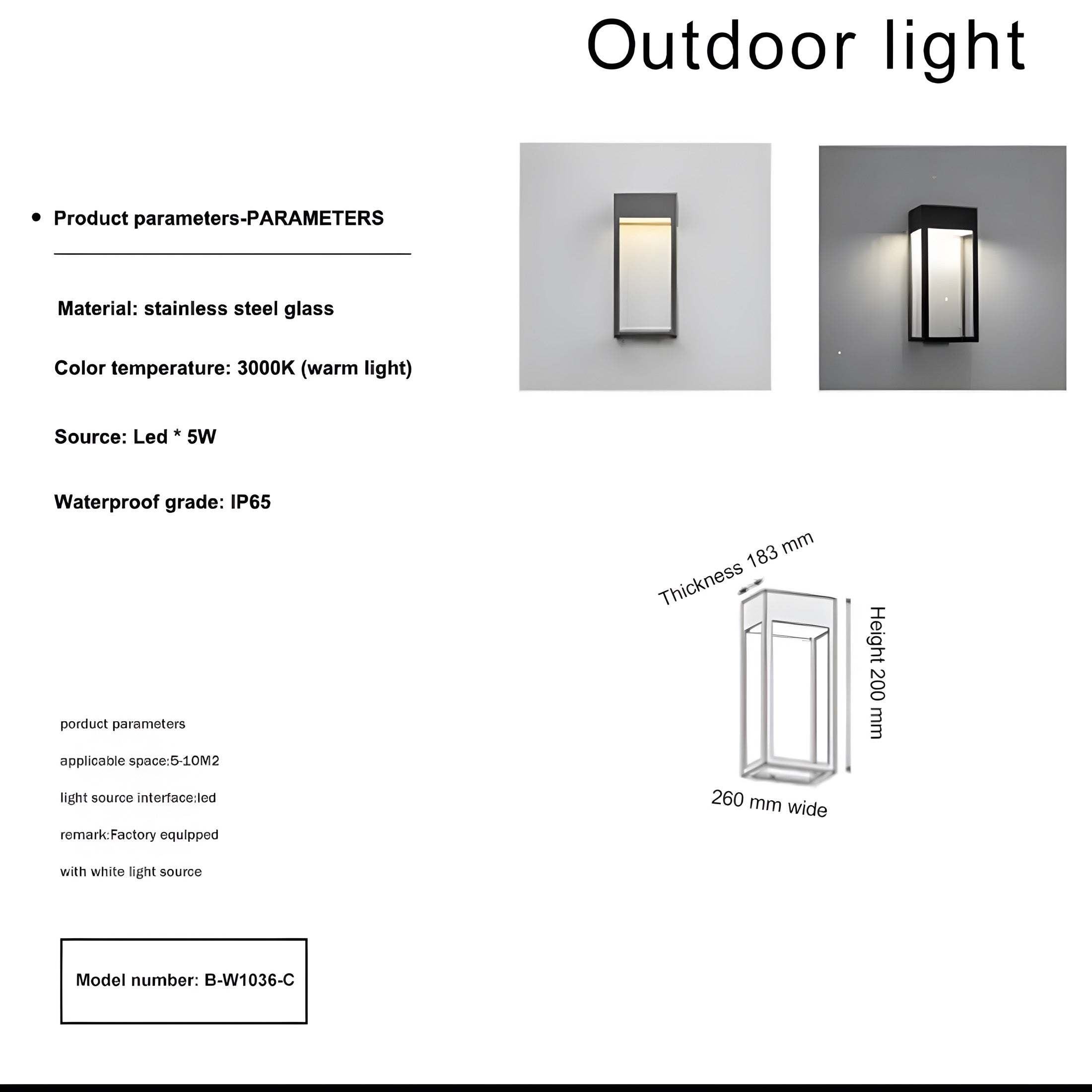 Outdoor Lampe Scatola Vetro