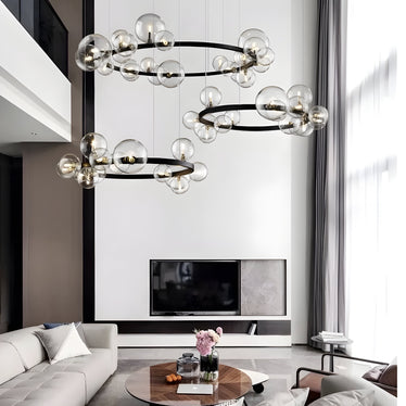 Be Light Hängeleuchte Bolla | 5-flammig Mit Konzentrischen Kreisen | In Weiß/Taupe | Höhenverstellbar Für Moderne Räume