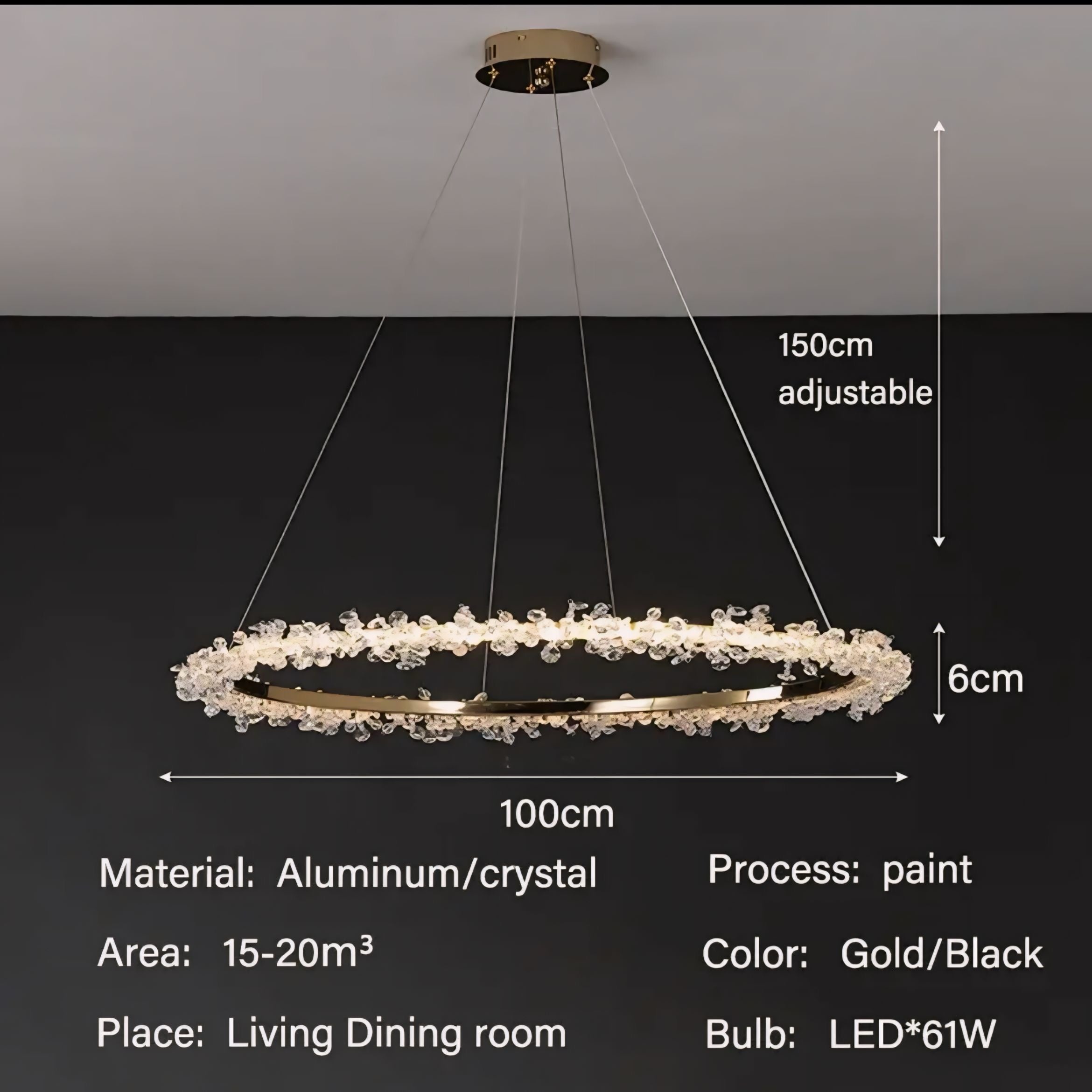 Pendant Lamp Halo Crystal - BUYnBLUE 